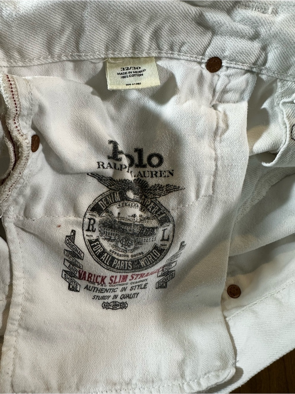 Polo Ralph Lauren Varick Slim Straight White Jeans Women's 32x30 Denim - Picture 5 of 10